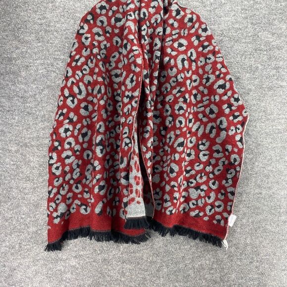 New Gordmans Cape Sweater Women S Small Red Animal Print Knit Open Front Casual - Picture 4 of 7